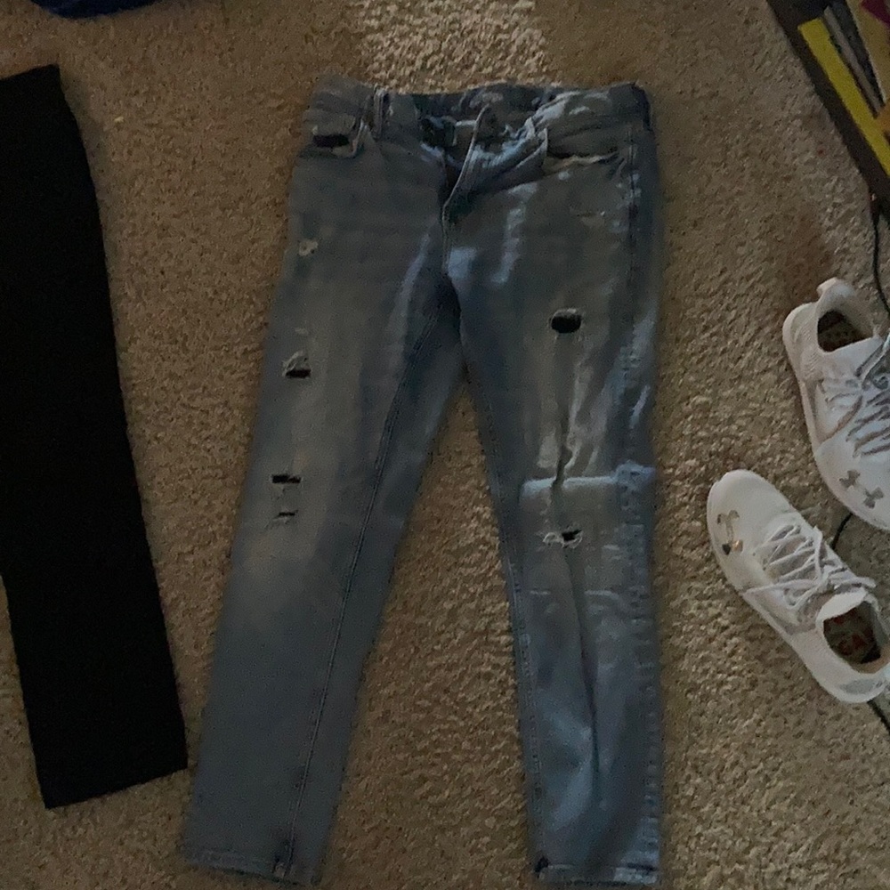 Ripped blue jeans